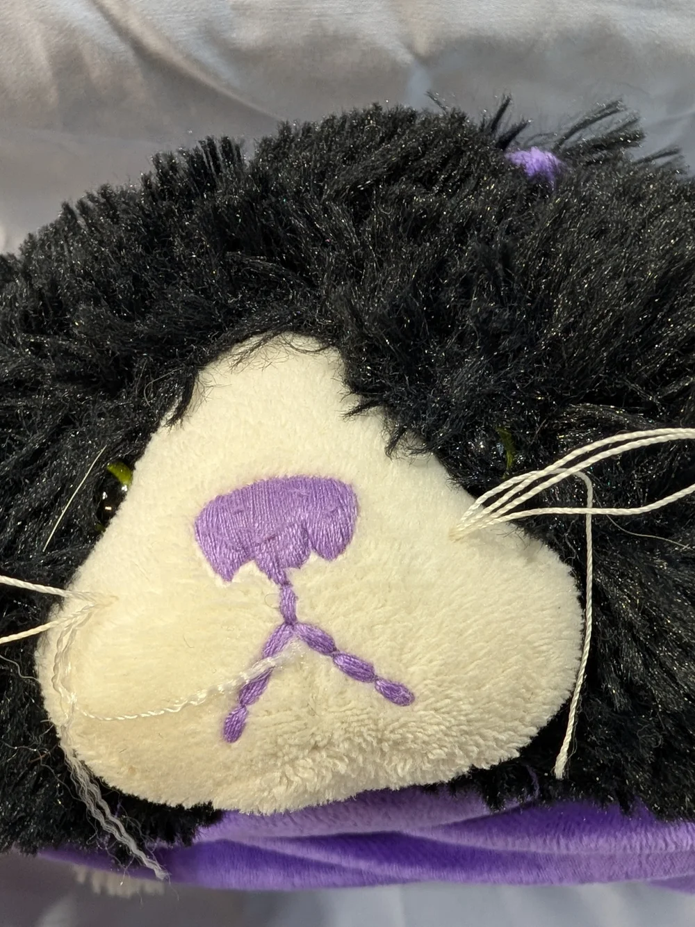 Pillow Pets Pee-Wees 2010 Black Cat w/ Purple Accents